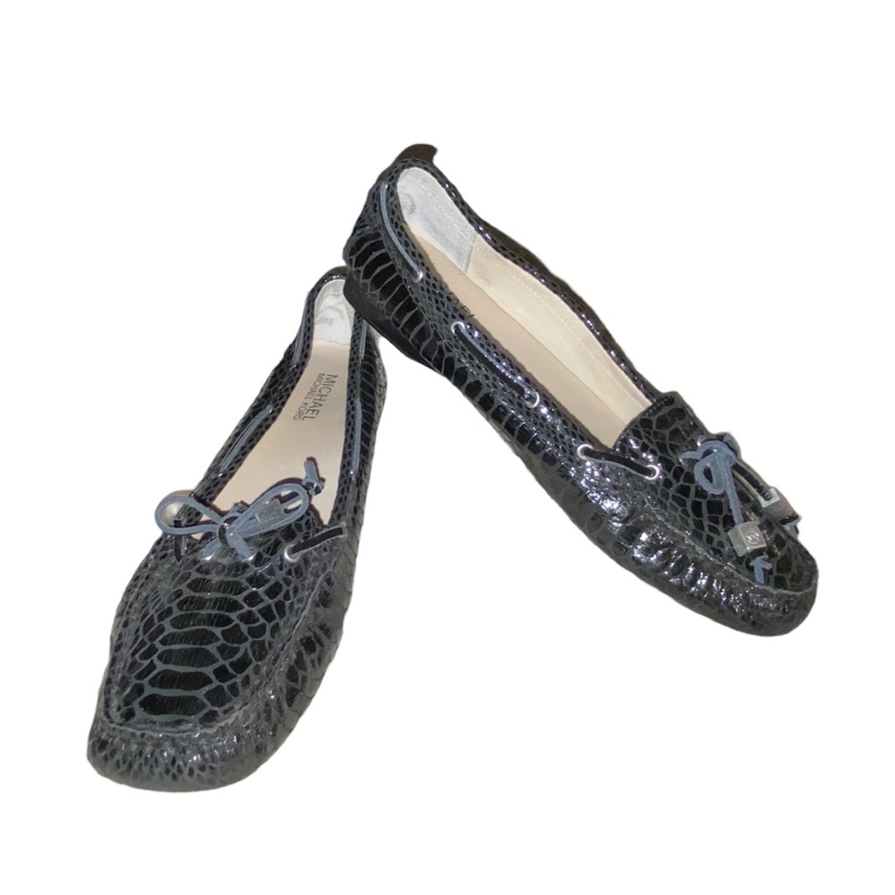 MICHEAL Micheal Kors Black Snakeskin Loafers Dress Shoes sz 8.5